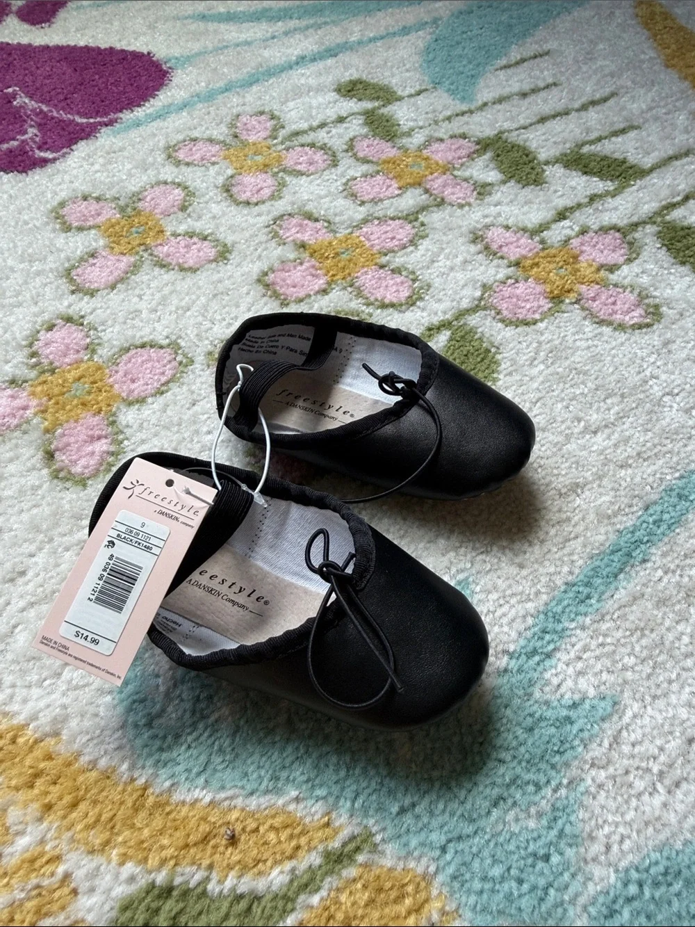 Freestyle Black Girls' Ballet Flats with Bow Accent